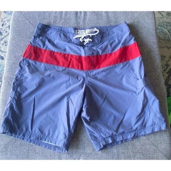 J.Crew Swim Trunks Board Shorts Mens 35 Blue And Red Beach - Picture 1 of 3